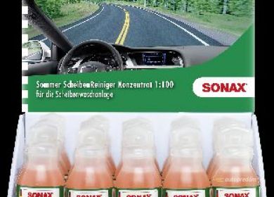 SONAX Letní náplň do ostřikovačů koncentrát 1:100 25 ml Prodejní stojan 25 kusů 371100