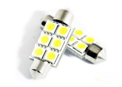 LED žiarovka sulfit, 36mm, 6x SMD 5050, 12V biela