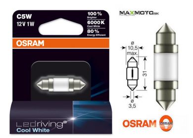 LED žiarovka OSRAM RIVING COOL WHITE 6000K 1W 12V SV8.5-8 C5W