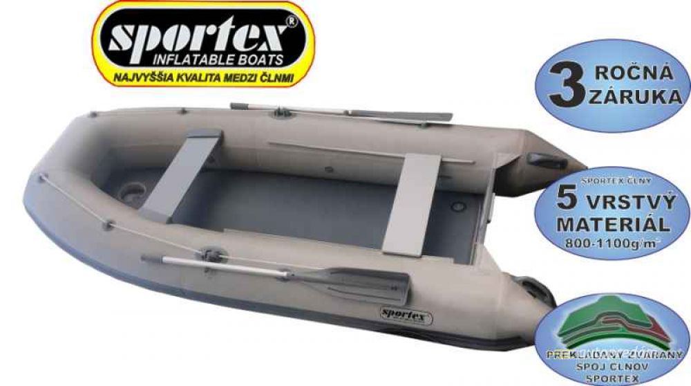 SPORTEX čln Shelf s kýlom pevná nafukovacia podlaha 330cm - šedý